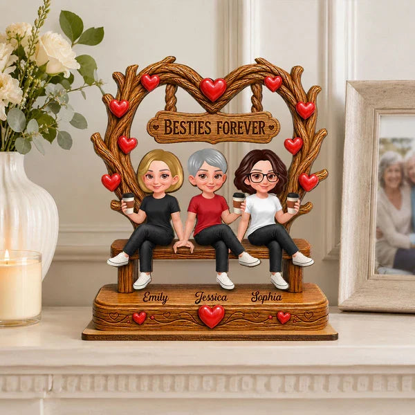 Personalized Close Friends Heart Canopy Wooden Plaque