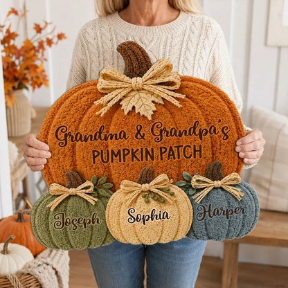 Shaped Doormat, Personalized Pumpkin Patch for Grandparents, Cozy Autumn Welcome, Creative Family Gift