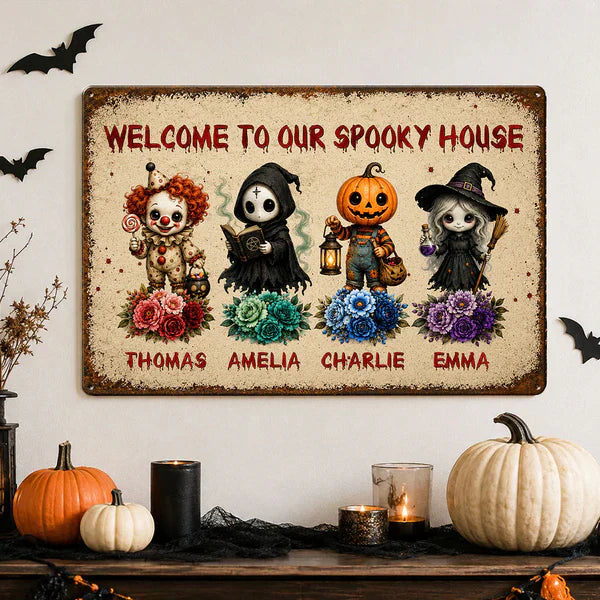 Personalized Welcome To Our Spooky House Iron Sign
