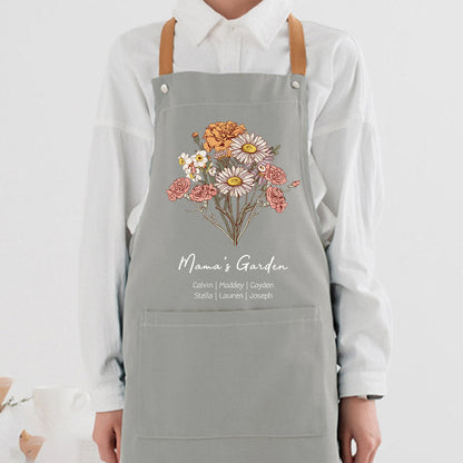 Birth Flower Bouquet Customized Apron Waterproof