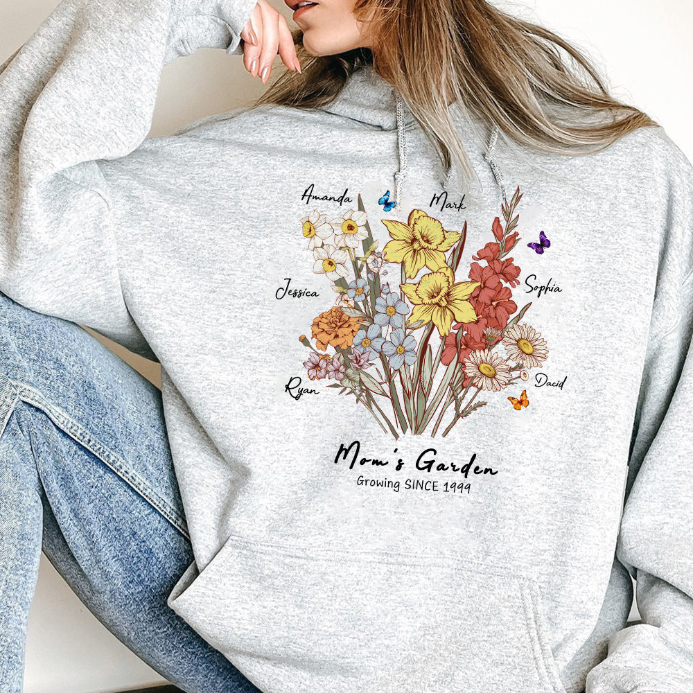 Custom Birth Month Flower Sweatshirts Mom's Garden Shirt