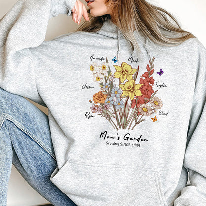 Custom Birth Month Flower Sweatshirts Mom's Garden Shirt