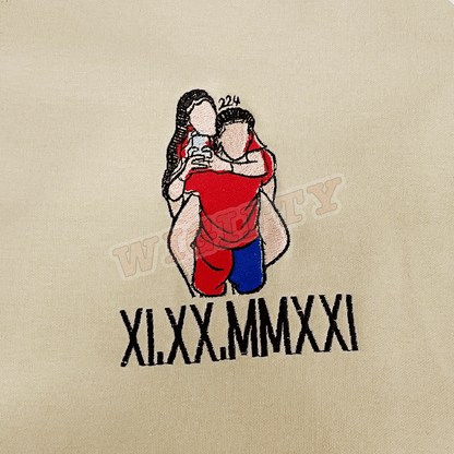 Personalisation Cartoon Roman Date Hoodie Embroidery