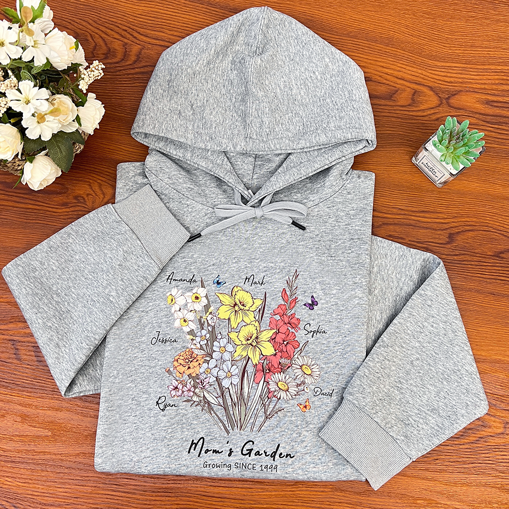 Custom Birth Month Flower Sweatshirts Mom's Garden Shirt