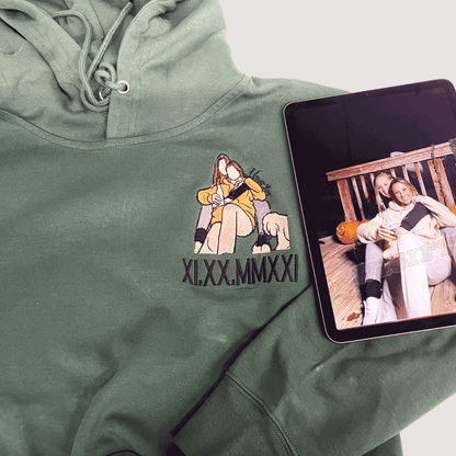 Personalisation Cartoon Roman Date Hoodie Embroidery