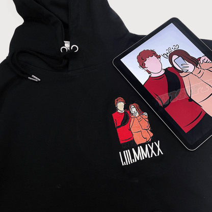 Personalisation Cartoon Roman Date Hoodie Embroidery