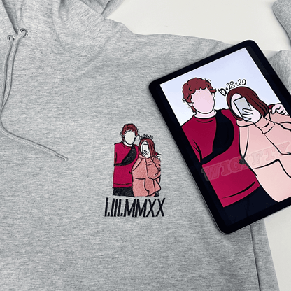 Personalisation Cartoon Roman Date Hoodie Embroidery
