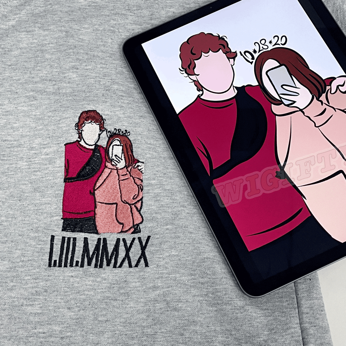 Personalisation Cartoon Roman Date Hoodie Embroidery
