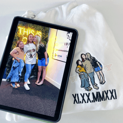 Personalisation Cartoon Roman Date Hoodie Embroidery
