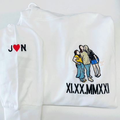 Personalisation Cartoon Roman Date Hoodie Embroidery