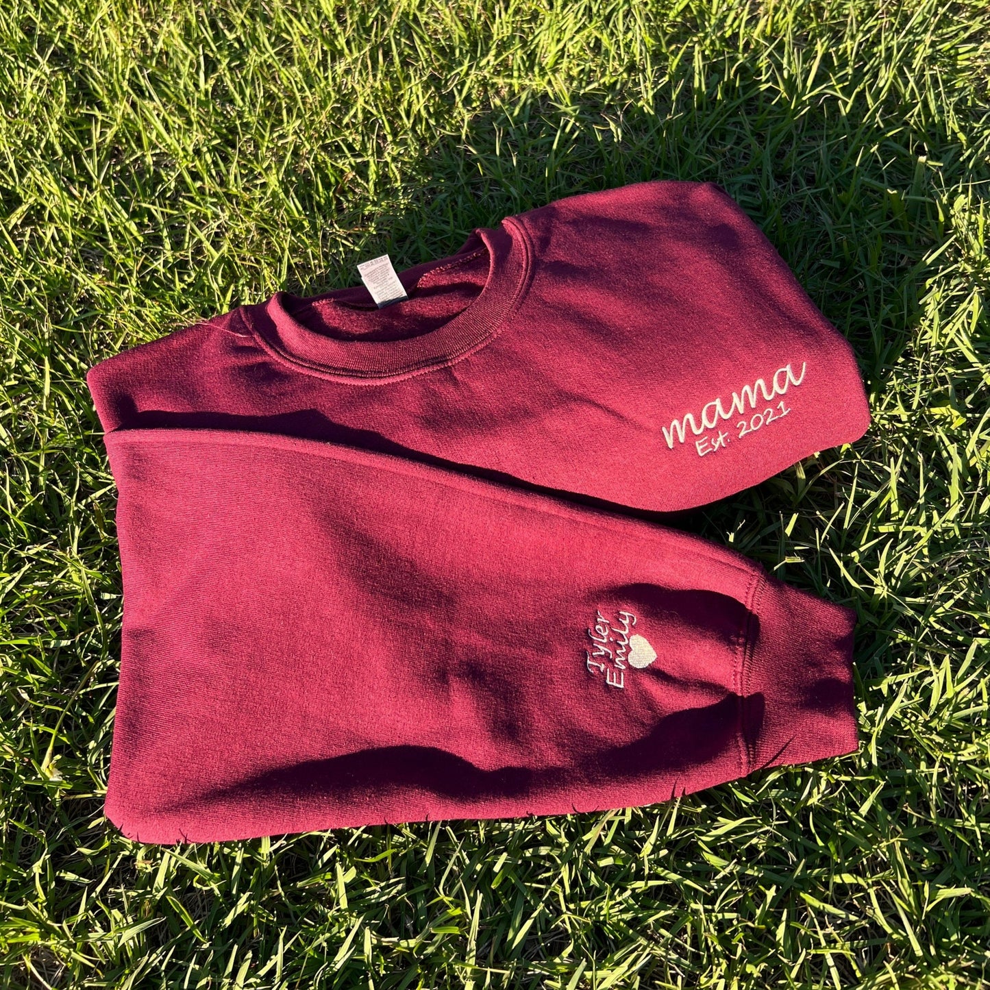 Personalized Embroidered EST Mom Sweatshirt - Custom Gift for Mom