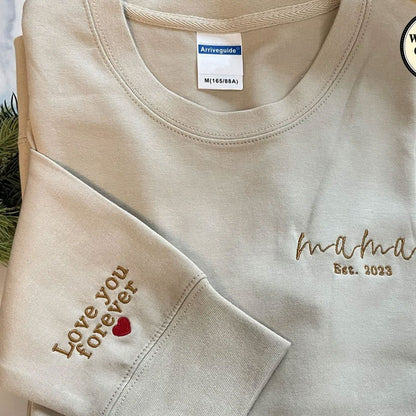 Personalized Embroidered EST Mom Sweatshirt - Custom Gift for Mom