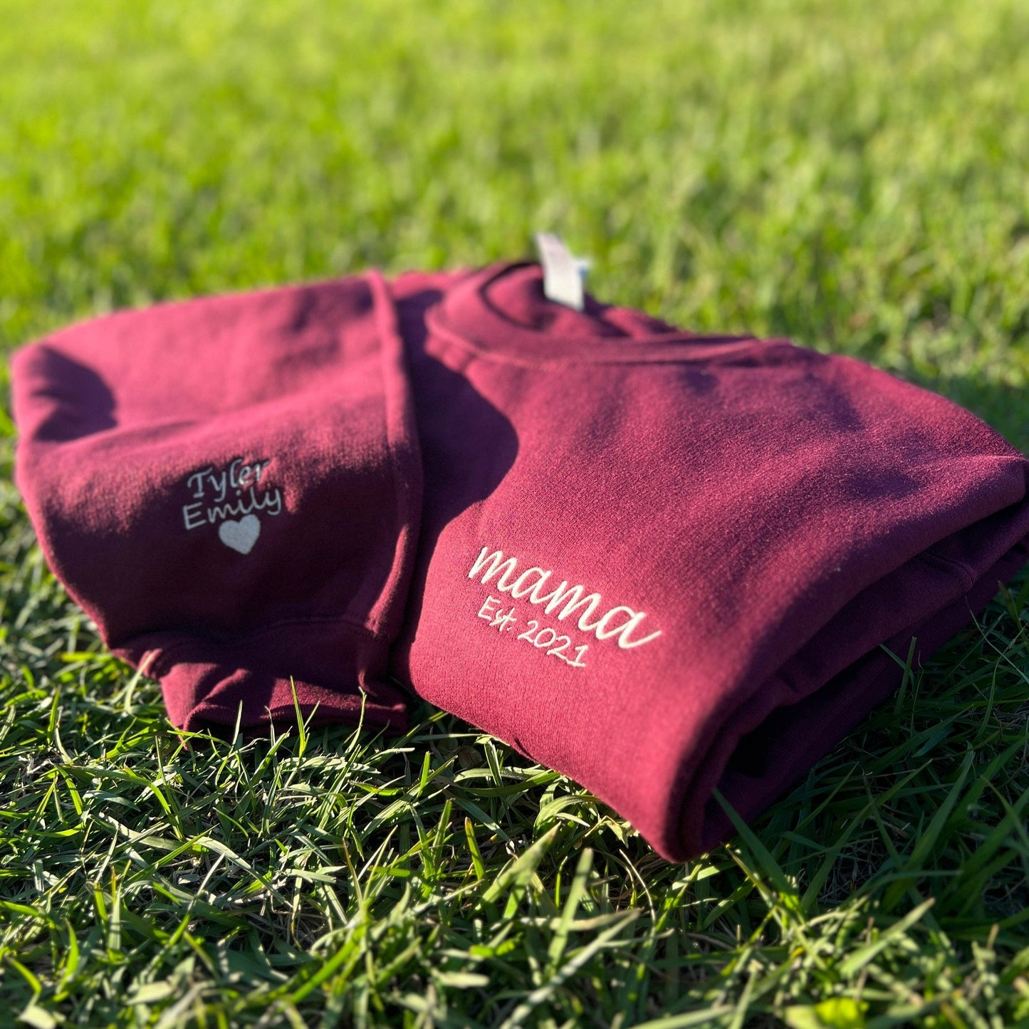 Personalized Embroidered EST Mom Sweatshirt - Custom Gift for Mom
