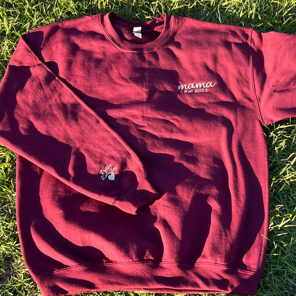 Personalized Embroidered EST Mom Sweatshirt - Custom Gift for Mom