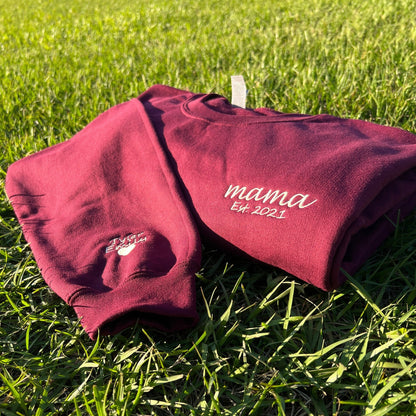 Personalized Embroidered EST Mom Sweatshirt - Custom Gift for Mom