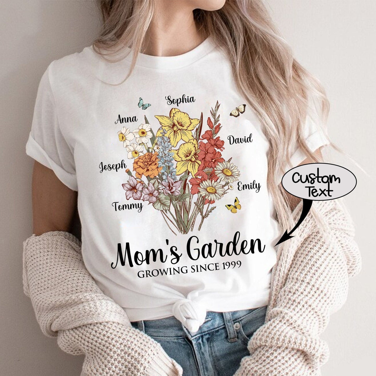 Custom Birth Month Flower Sweatshirts Mom's Garden Shirt